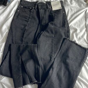 Abercrombie skinny high rise flare slit bottom jeans